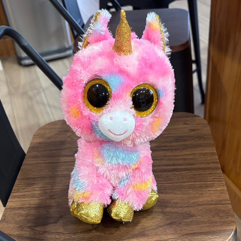 Ty Pink and Gold Stuffed Unicorn